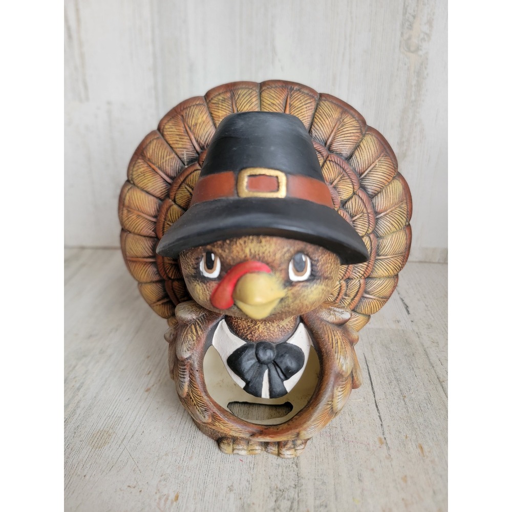 Vintage Thanksgiving‎ turkey pilgrim napkin holder fall home decor unique
